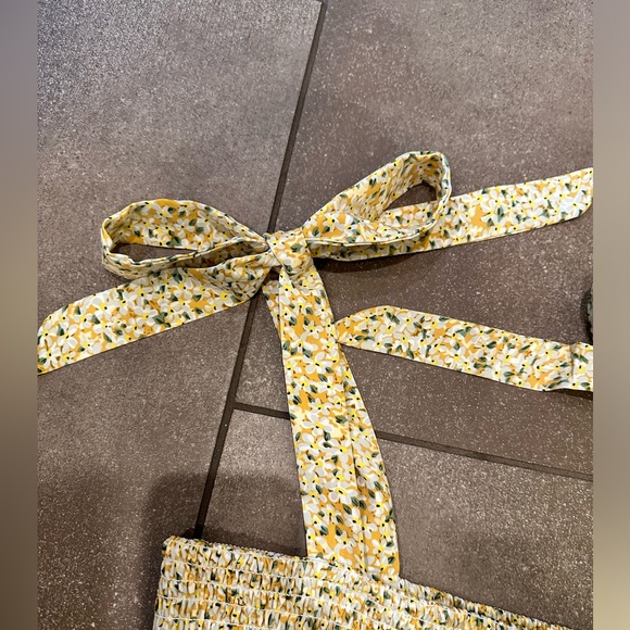 Sam Edelman size 4 Yellow Maxi Dress Smocked w/ Tie Straps Excellent Condition - Picture 7 of 14